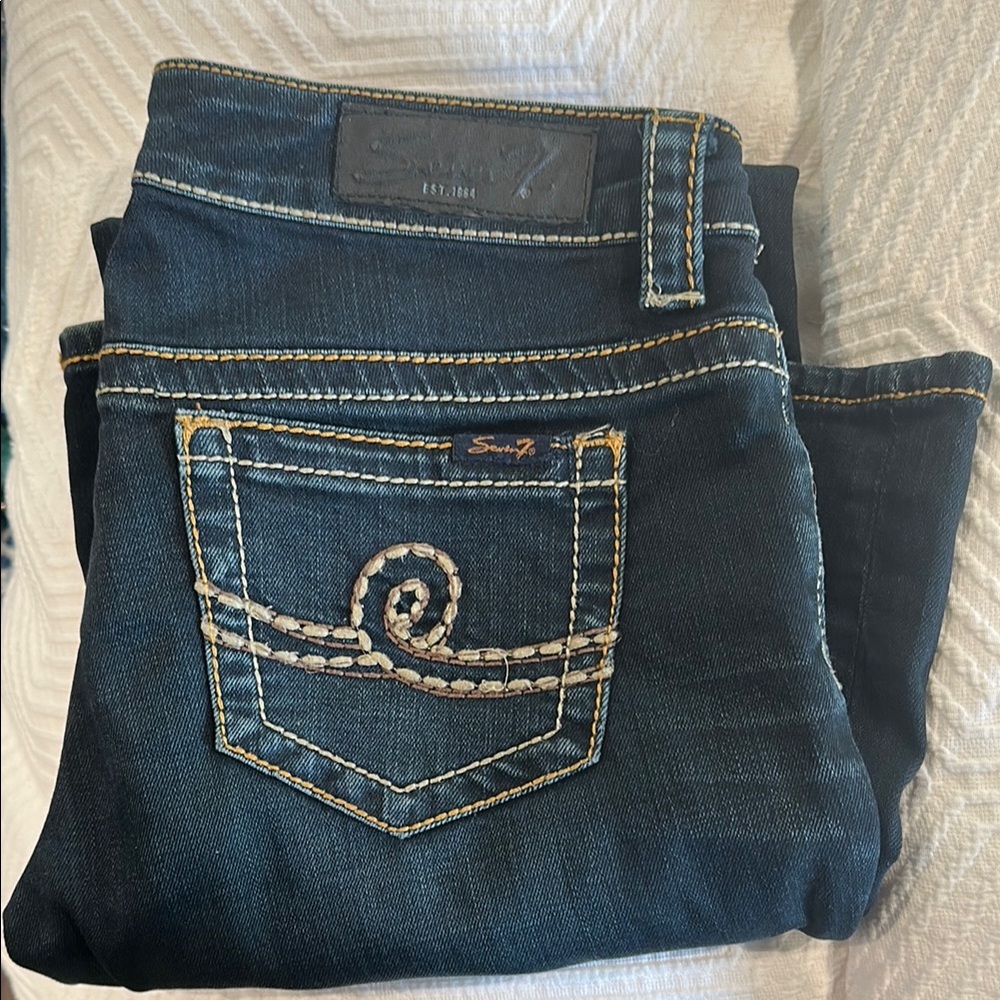 Seven7 Blue Boot Cut Jeans with Contrast Stitching